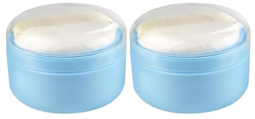 BIUDECO Babypuder Dose mit Sieb und Puderquaste 2 Stück Kunststoff mit Schwamm für Gleichmäßiges Auftragen zu Hause und Reisen