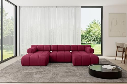 ALTDECOR Modulares Sofa Ecksofa in U-Form Corner modular Sofa Eckcouch Couch Wohnlandschaft Cauchsofa Polstersofa Tesso-U1-285x160x70 cm Bordeauxrot