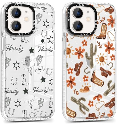 Foonary 2 Stück Transparent Handyhülle für iPhone 12 Pro/iPhone 12 Hülle 6,1, Aesthetic Blumen Kaktus Muster Mädchen Frauen Cover Case, Ultra Dünn Weich Silikon TPU Stoßfest Kratzfest Schutzhülle