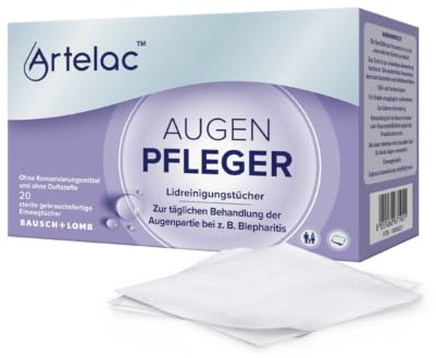 Artelac Augenpfleger Lidreinigungstücher mit Hyaluronsäure (20 Tücher) | Sanfte Lidreinigungstücher bei Blepharitis oder gereizten Augenlidern - Beruhigende Lidpflege mit Aloe Vera & Hyaluronsäure