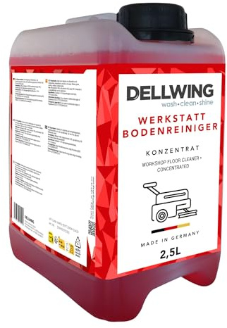 Dellwing Werkstattbodenreiniger 2,5 l, alkalisches HD Konzentrat für fettige und ölige Böden, Industriereiniger, Made in Germany