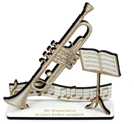 DEKOLANDO Dekoaufsteller Geldgeschenk Trompete – Geschenk für Musiker mit Wunschtext - Trompeter & Trompeterin – Jazz Klassik Blasmusik Geschenkidee