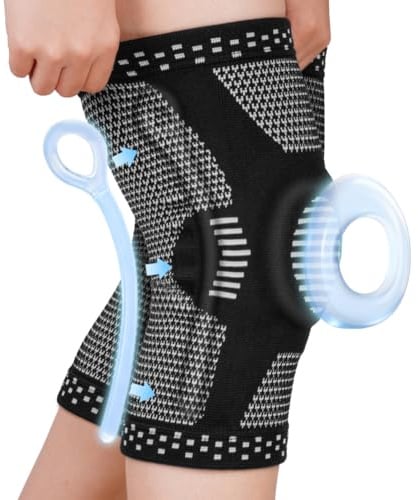 Fefod Kniestütze, 2 Komprimierte Kniebandage mit Patella Gel Pads & Feder Seitenstabilisatoren, Orthopädische Kniestütze,Sport Bandage Knie für Laufen, Meniskusriss, Arthritis, Gelenkschmerzlinderung