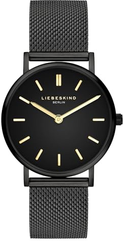 Liebeskind Berlin Damenuhr - Rund - Schwarz - 37 mm - Elegante Damenuhr aus poliertem Edelstahl mit Quarzwerk - Analoge Armbanduhr - 5 ATM wasserdicht - Kratzfest