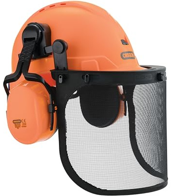 Oregon Casco de Seguridad Protect para Motosierra con Visera de Malla y Protección Auditiva