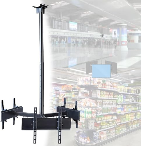 Soporte de techo para TV de altura ajustable con función de inclinación y alta capacidad de carga para televisores grandes