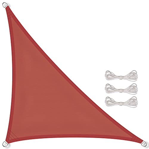 CelinaSun Toldo Vela de Sombra para jardín y balcón Incl. Cuerdas de sujeción Premium PES Poliéster hidrófugo Triángulo 2,5 x 2,5 x 3,5 m Terracota