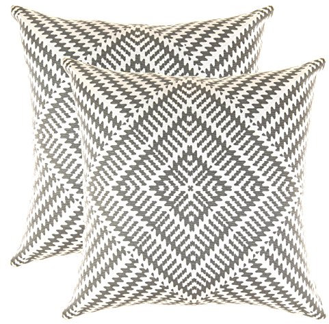 TreeWool Dekorativer Kissenbezug (55 x 55 cm, Graphit Grau) Kaleidoskop Design 100% Baumwolle (2er Pack)
