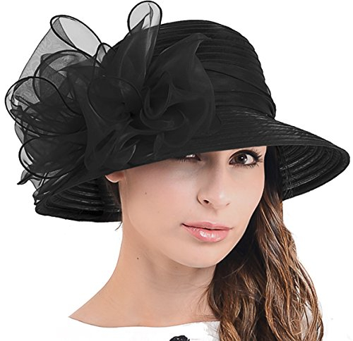 HISSHE Ascot Derby Kirche Glocke Hüte Bowknot Kleid Hochzeit Party Sonnenhüte S051 (Schwarz)