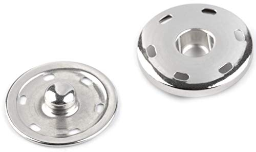 BIG-SAM - 30mm Druckknöpfe | 5 oder 10 Paar | 30mm Durchmesser | silberfarbend | Nicht magnetisierendes Metall | zum annähen (Silber, 5)