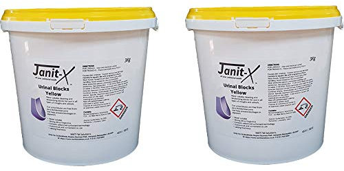 Janit-X Water Soluble Blue Or Yellow Urinal Blocks 3kg (2 Tubs, Yellow)