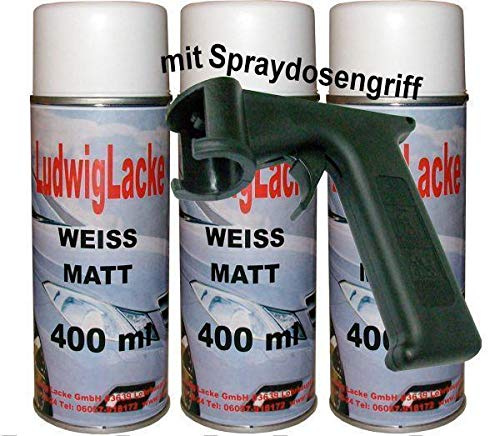 LudwigLacke Lackspray Weiss matt 3 x 400 ml Plus Haltegriff