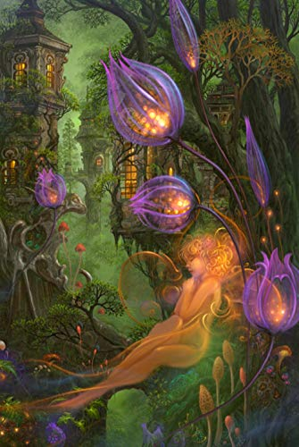 Rompecabezas de Madera de Hadas de la Linterna 1000 Piezas, niños, Dibujos Animados, Juegos de Anime, Tarjeta Blanca Vertical Rompecabezas de Linterna de Juguete Educativo para niños Adultos