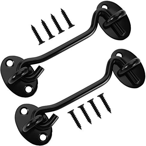 Phoetya 2 Pack Stainless Steel Cabin Hook And Eye Latch Lock, 4 Inch Privacy Gate Cabinet Latches, Heavy Duty Swivel Latch Lock for Window, Sliding Door, Bedroom and Bathroom