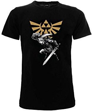 BLT T-shirt officiel Zelda Link avec épée pour adulte, garçon et enfant, noir, Noir , Small