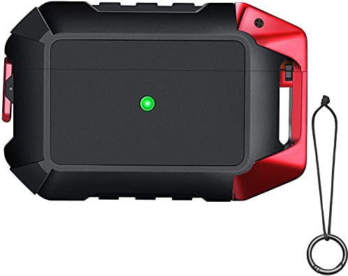 Libra Gemini AirPods Pro Hülle Tragbar AirPods Pro Case Stoßfest AirPods Pro Schutzhülle Front LED Sichtbar mit Karabiner für kabelloses Laden Apple AirPod Pro Hülle
