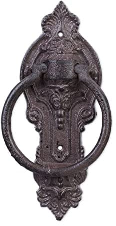 Relaxdays Türklopfer, Antikoptik, 5 Stück, rustikaler Stil, Eisenguss, HxBxT: 25,5 x 10,5 x 2,5 cm, braun