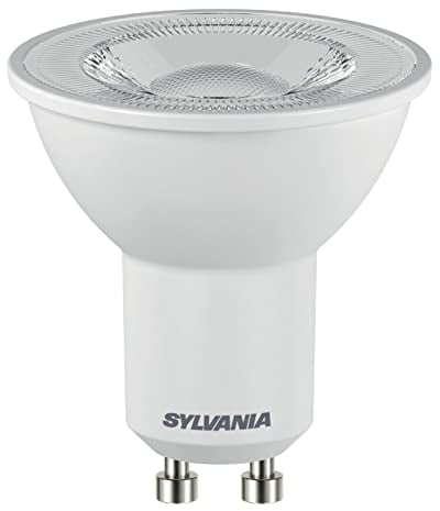 SYLVANIA LED-Lampe, GU10 Sockel, 345 Lumen, Warm White (3000 Kelvin), 4 Watt Leistung, 15000h Lebensdauer, 50mm Durchmesser, 53mm Länge, Klare Abdeckung, 10er Pack