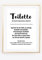 Kunstdruck Din A4 - Definition Toilette - Spruch Badezimmer - Gäste WC - Toilette Klo Dusche Modern Druck Poster Bild - ohne Rahmen