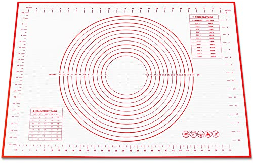 HOOMIL Tapis de Cuisson, 50×70cm Réutilisable en Silicone Anti-Adhésif Tapis Patisserie avec Mesures pour Macaron, Biscuits, Pâte à Pizza, Pain, Fondant