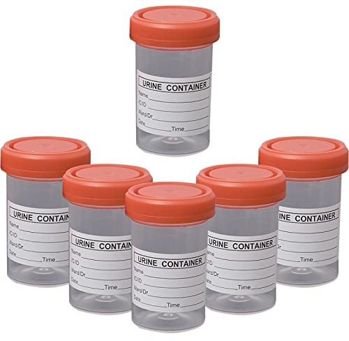 6 Pcs Specimen Containers Bottle 60 ML Medical Specimen Collection Containers Urine Container for Experiments