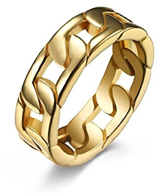 Aotiwe Ring Verlobungsring, Mom Ring Gold Weben Der Kubanischen Kette Gold Edelstahl Größe 67 (21.3) Mama Geschenk