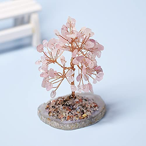 Mikro Landschaft Zubehör Bonsai Lucky Tree Home Office Decor Weihnachtsdekorationen(Rose Quartz)