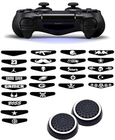 Generic | Poignées de baguettes de jeu | 7.41 | Casquettes pour votre contrôleur de jeu + Autocollant | Noir/Blanc + Autocollant aléatoire | 1 Set = 2 Poignées | Compatible avec Playstation PS4 PS3