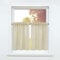 SCHOAL Scheibengardine mit Tunnelzug/Kräuselband 2 Stück Gardinen Küche 2er Set Bistrogardinen Leinen Stores Fenstergardine Uni Beige BxH 66x61cm x2