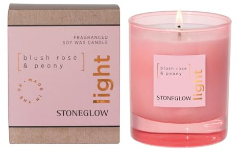 Stoneglow Elements Collection - Light - Blush Rose & Peony 160 Grams Scented Candle - Pink
