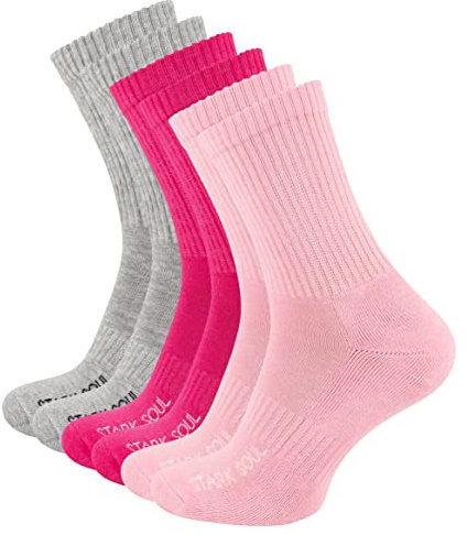 STARK SOUL Lot de 6 paires de chaussettes de sport avec semelle en éponge, 6 paires - Mélange (rose/rose/gris), 35-38