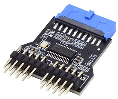CY - Placa base de 19 pines USB 3.0 cabecera 1 a 2 USB 2.0 9 pines hembra extensión HUB conector adaptador puerto multilier