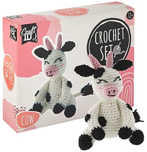 Craft ID Kuh-Häkelset | Amigurumi-Set | Häkelpaket | Häkelnadelset Kinder und Erwachsene | Häkelpakete Kuscheltiere | Häkelset-Tiere | Erfahrene Häkeler | Crochet kit