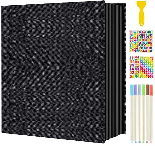 Boic Fotoalben Selbstklebend, Leinen Fotoalbum zum Selbstgestalten 40 Schwarze Seiten Scrapbook Fotobuch für Familien Hochzeit, Weihnachten Geburtstag Geschenk (Schwarz)