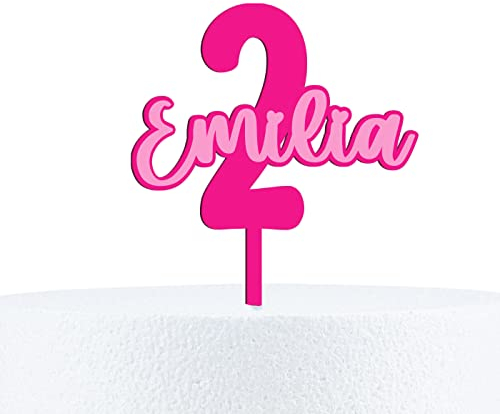 Alsino Cake Topper Geburtstag Tortenstecker personalisiert mit Namen und Geburtstagszahl - Holz oder Acryl erster Geburtstag Birthday Zahl Acryl Kuchen Torte (Acrylglas)