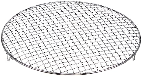 sourcing map Rundes Grillrost 33 cm, 201 Edelstahl, Kreuzdraht, Grillnetz mit 20 mm Beinen zum Kochen, Backen, Dämpfen, Grillen