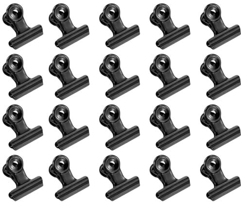 20Pcs Black Binder Clips,Metal Bull Clips, Metal Hinge Clips for Food Packages, Mini Picture Small Paper Clamps, Photo File Document Clip Home and Office Supplies