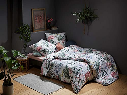 Bettwaesche-mit-Stil Mako Satin Bettwäsche Pastell Blume 135x220 + 80x80