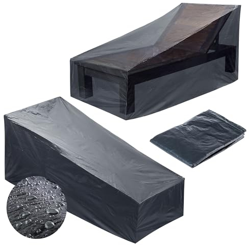 KADAX Abdeckplane, Wasserfeste Abdeckung für Gartenmöbel, UV-Beständige Schutzhülle aus Polyethylen, Abdeckhaube für Gartenstühle, Gartentisch und Loungemöbel (für Liegestuhl)