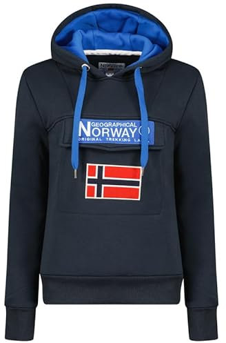 Geographical Norway Gadrien Lady - Sweat Femme Zip Capuche Poches - Sweatshirt Pull Manches Longues Chaud Hoodie Veste - Femmes Printemps Ete Automne Hiver (Marine M)