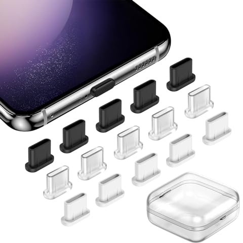 ACAGET 15 Pcs USB C Dust Plug for iPhone 16e 16 15 Pro Max, Silicone USB C Port Cover Cap Type C Charger Port Cover Protector for Samsung A26 A56 A36 S25 A55 A35 S24 S23 A15 A34 FE A54 A53