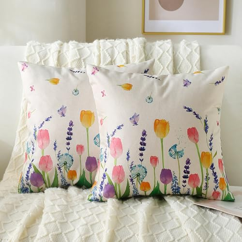 DecorMommt Kissenbezüg Blume Sofakisse Frühling Kissenbezuge Saisonal Jubiläum Urlaub Zierkissen Couchkissen Kissenbezüge Set Kissenbezug für Sofa Couch Wohnzimmer Schlafzimmer