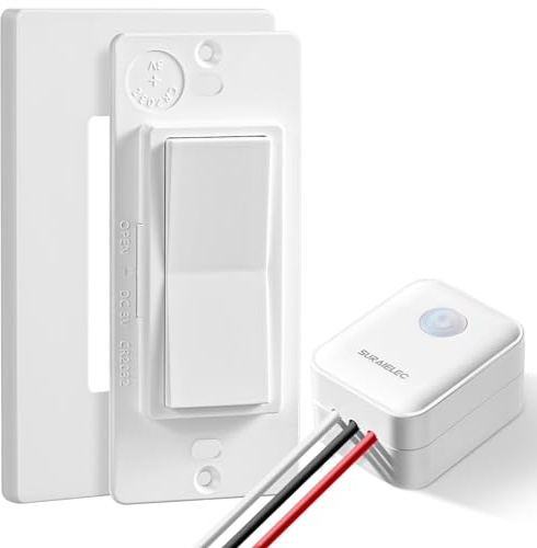 SURAIELEC Wireless Light Switch and Receiver Kit, Decorator Rocker Wall Switch, 15 AMP, 100FT RF Range, No Wiring No WiFi, Remote Control for Lighting, Neutral Wire Required (Upgrade Antenna Model)