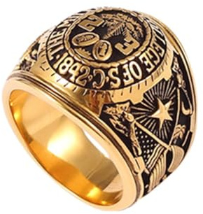 CoopO House Of Cards Frank's Same Ring aus Sterlingsilber, handgefertigt, individuell, Persönlichkeit, Abschluss-Souvenir, Geschenk (Color : GOLD-PLATED)