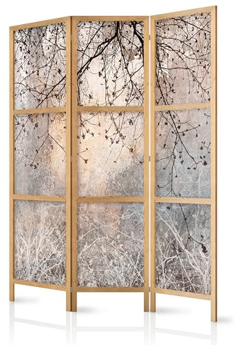 murando - Paravent Innen Raumteiler Holz Bäume 135x172 cm 3-teilig Japanische Trennwand Raumtrenner Room Divider Mobiler Sichtschutz Spanische Wand Raum Abtrennung Winter Pflanzen b-C-10084-bh-b