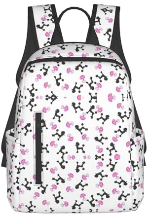 ZEEHXQ Leichter kleiner Wanderrucksack mit Reagenzglas-Druck, modischer Rucksack für Damen und Herren, Outdoor-Reisen, Girly Pinks Parfümflasche und Pudel, One size