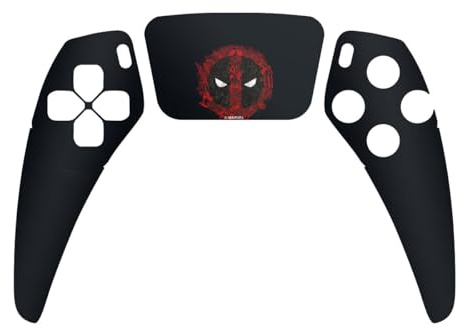 DeinDesign Skin kompatibel mit Sony PlayStation 5 Controller PS5 Folie Sticker Marvel Deadpool Logo