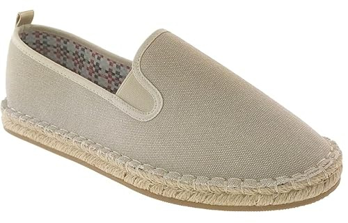 AXA SHOES Espadrillas Piatte da Uomo in Tela Punta Chiusa Suola Gomma e Corda - Colore Beige - Numero 42
