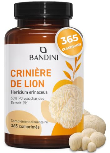 Bandini® Lions Mane Vegan - Hericium Erinaceus 2000mg 1 år - 365 tabletter | med svartpeppar - 50% polyfenoler - Lejonman 1 tablett per dag - Lejonmansvamp - 25:1 Lion's Mane extrakt - vegansk