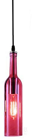 ITETONE Colorful Glass Bottle Pendant Light Industrial Vintage Glass E27 Ceiling Hanging Lamp Farmhouse Dining Room Island Lighting Fixture (Purple)
